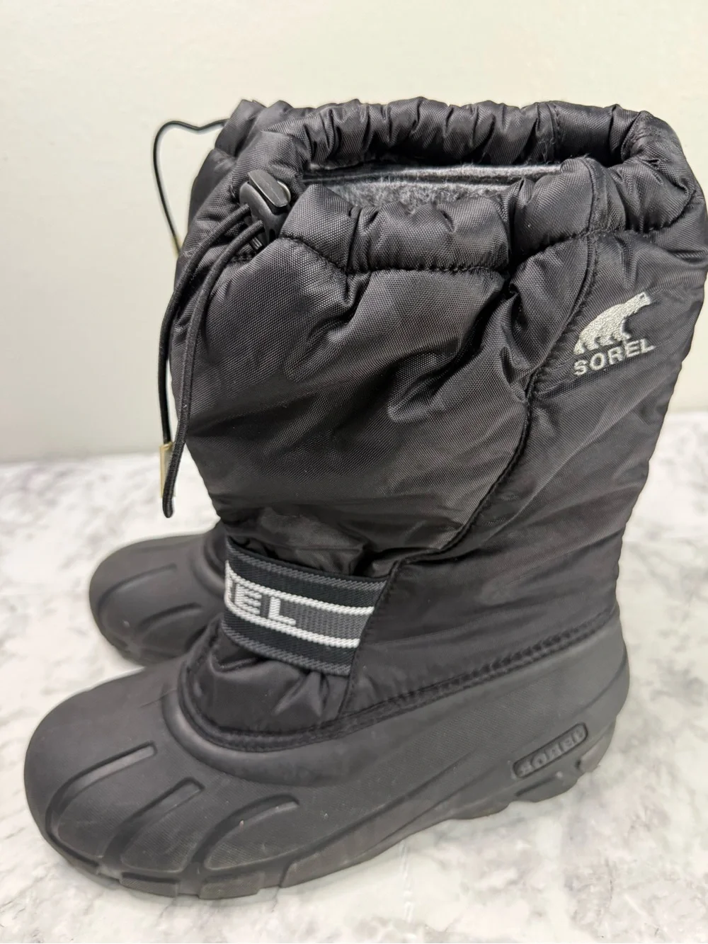 Sorel Unisex Insulated Waterproof Belted Mid Calf Snow Boots Black Size 7
